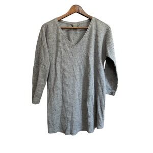 Natural Reflections Women's Gray Waffle Knit Tunic Top 3/4 Sleeve L